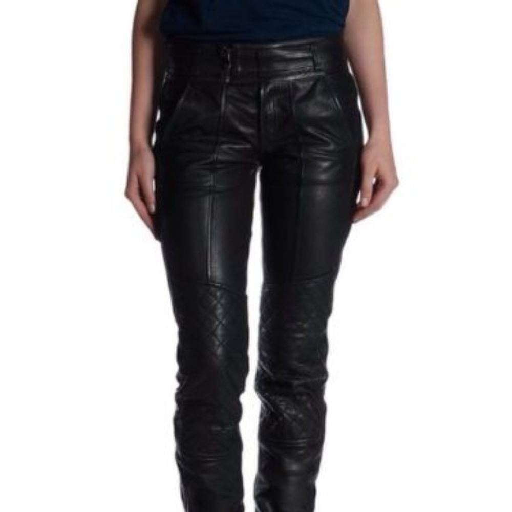 $880 NWT DIESEL PEILA black Leather Pants Women’s